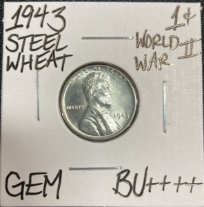1943 Gem BU++++ Steel Wheat War Penny