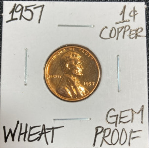 1957 Gem Proof Wheat Copper Penny