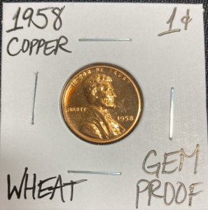 1958 Gem Proof Wheat Copper Penny