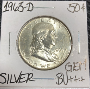 1963-D Gem BU+++ Silver Franklin Half Dollar