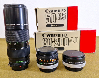 (2) Vintage Cannon Camera FD Lenses. (1) FD 80-200/4.0/ Zoom & (1) FD 50/3.5/ Macro