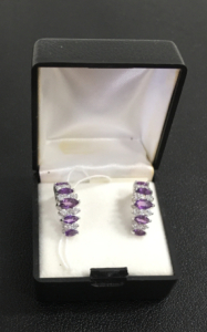 Amethyst Earrings, Sterling Silver