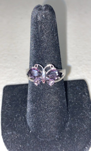 (1) Size 7 Amethyst Stone Butterfly Ring
