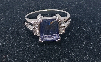Size 9 1/2 Purple Faceted Amethyst Ring
