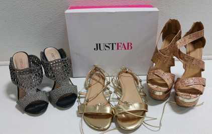 (3) Just Fab Assorted Shoes Sz 9