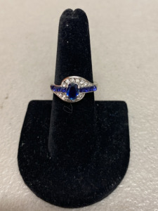 (1) Size 9.5 Blue Sapphire Stone .925 Ring