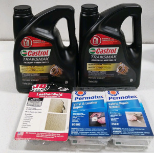 (2) 1Gal Castol ATF (3) Assorted Fabric & Leather Repair Kits
