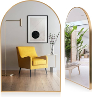 Sixty-Times Brushed Gold Arch Mirror 24” x 36”