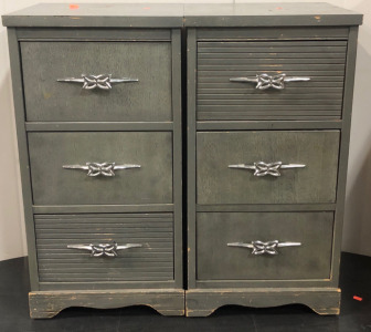 (2) Wooden Grey Nightstands