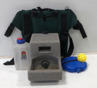 (1) Dog Water Bowl (1) Dog Toy (1) Water Bottle (1) Green Tote Backpack