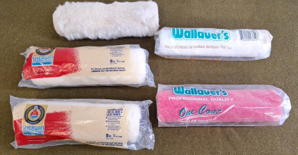 (5) 9" Roller Covers, Assorted Naps