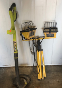 (1) Ryobi Electric Weed Wacker (1) Work Light