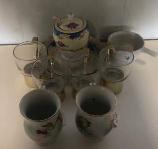 (2) Vintage Holiday Mugs (1) Vintage Myott Stanfordshire Lusterware & More