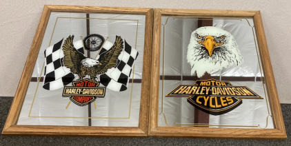 (2) Harley Davidson Etched Glass Mirrors