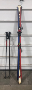 Three 78 Skis With Metric Skiing Poles