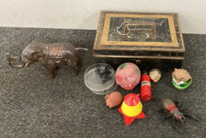 Vintage Gar-Ru Elephant Bank & Collectible Items