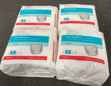 (4) Packs Of XL Adult Diapers