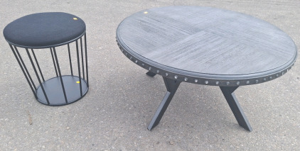 Metal Basket/Stool & Round Table