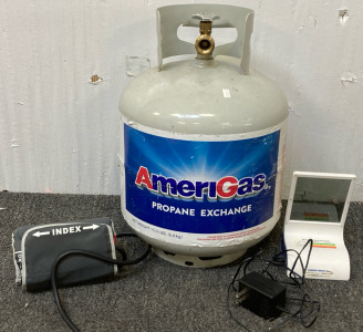 Propane tank, blood pressure taker. BB67