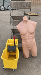 Rubbermaid Mop Bucket, Male Mannequin, 4-Tier Storage Rack