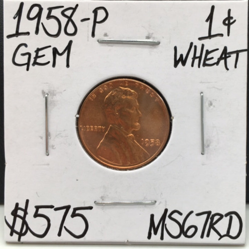 1958-P MS67RD Gem Wheat Penny