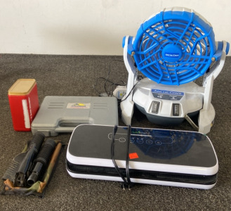 Nutrichef Food Sealer, SuperBonder Glue Gun, Arctic Cove Bucket Fan, Handheld Shovel