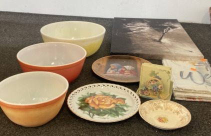 (3) PYREX Bowls, Assorted Home Decor, Glassware