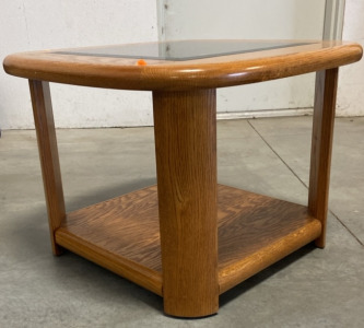 (2) Glass And Wooden End Tables