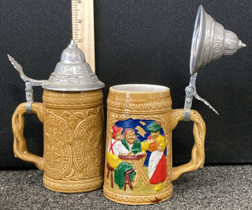 (2) Vintage German Beer Steins With Lids