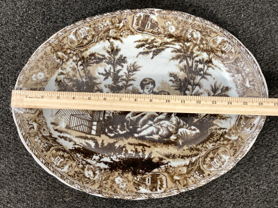 Victoria Ware Ceramic Platter 16.5" X 12.5" Couple And Dog Scene
