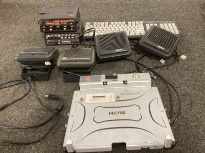 Havis Computer Docking Station, (4) Mobile Radio Speakers, Keyboard