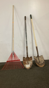 Rake, (2) Shovels
