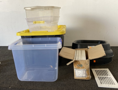 (4) Storage Containers, (11) Metal Floor Registers, And More