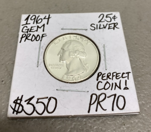 (1) 1964 $.25 Silver Gem Proof PR70 Coin