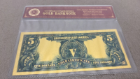 (1) 1899 24k gold Foil US $5 Bill banknote With COA - 2