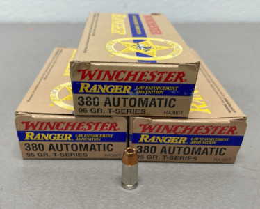 (150) Rounds Of Ranger 380 Automatic 95 Grain T-Series Ammunition Cartridges