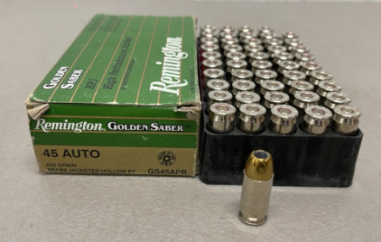 (50) Rounds Of Remington Golden Saber 40 Auto 230 Grain Ammunition Cartridges