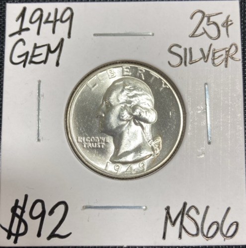 1949 MS66 Gem Silver Washington Quarter