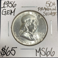 1956 MS66 Gem Silver Franklin Half Dollar