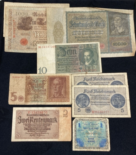 (9) Assorted 1910-1944 German Bank Marks