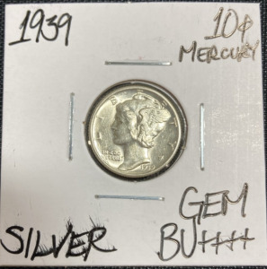 1939 Gem BU++++ Silver Mercury Dime