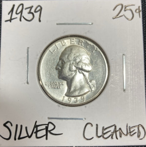 1939 Cleaned Silver Washington Quarter