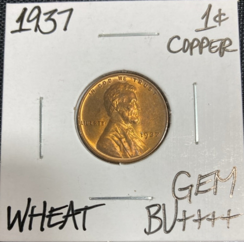 1937 Gem Bu++++ Wheat Copper Penny