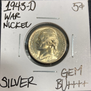 1943–D Gem BU++++ Silver War Nickel