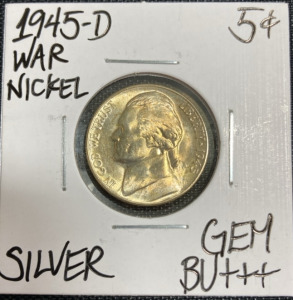 1945–D Gem BU+++ Silver War Nickel