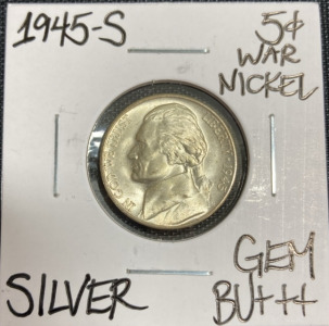 1945–S Gem BU+++ Silver War Nickel