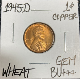 1945-D Gem Bu+++ Wheat Copper Penny