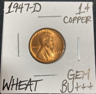 1947-D Gem Bu+++ Wheat Copper Penny