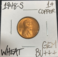 1948-S Gem Bu+++ Wheat Copper Penny