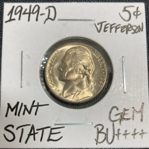 1949-D Gem Bu++++ Mint State Jefferson Nickel